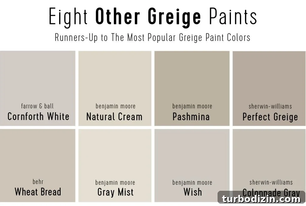 9 Expert-Recommended Greige Paint Colors You’ll Love 20 Grid of Eight Other Top Greige Paint Colors