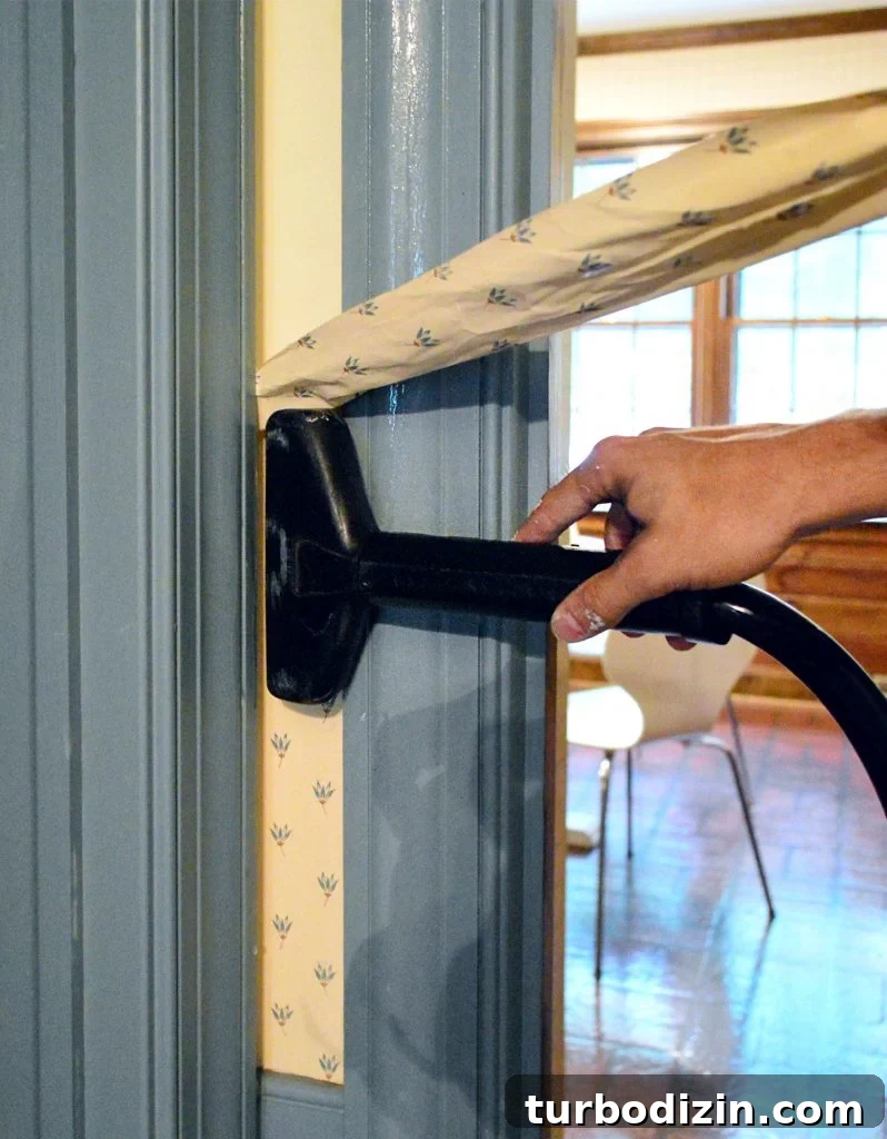 Close Up Of Steamer Against Wallpaper