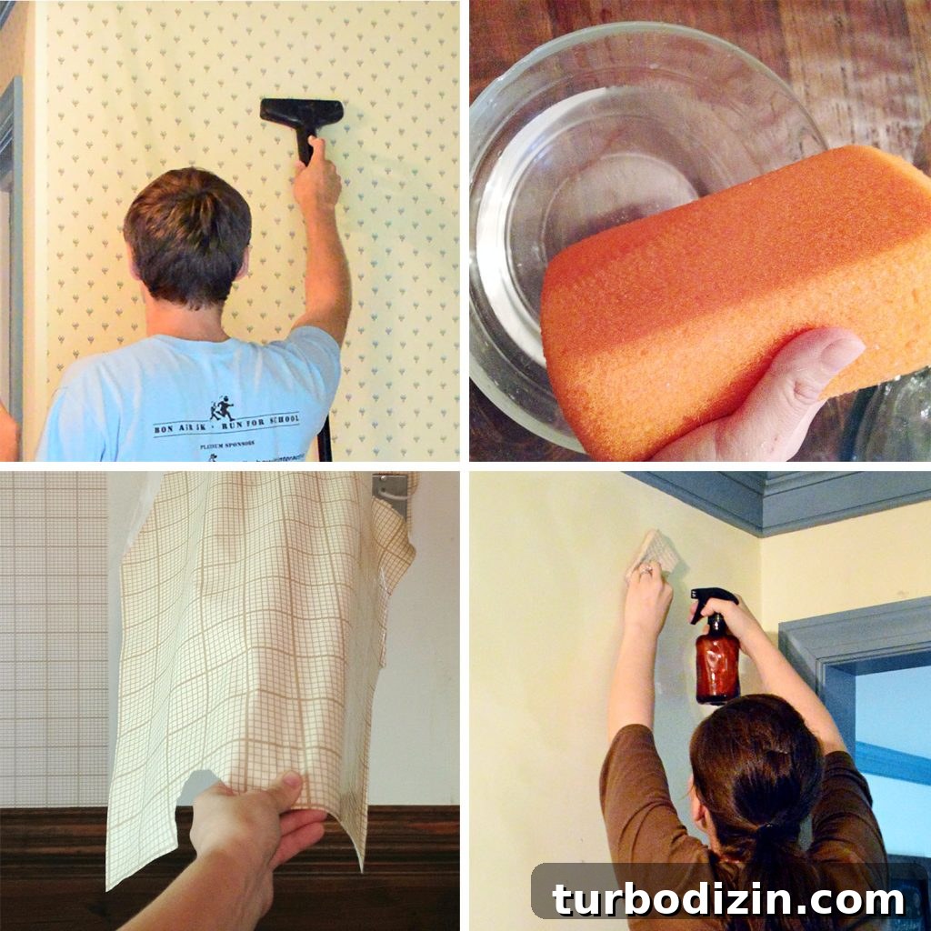 Grid of Four Ways To Remove Wallpaper