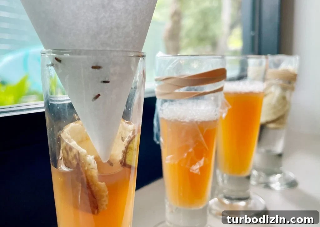 Get Rid of Fruit Flies Fast Using Items You Already Have at Home 2 Fruit Flies Trapped In DIY Funnel Trap Method