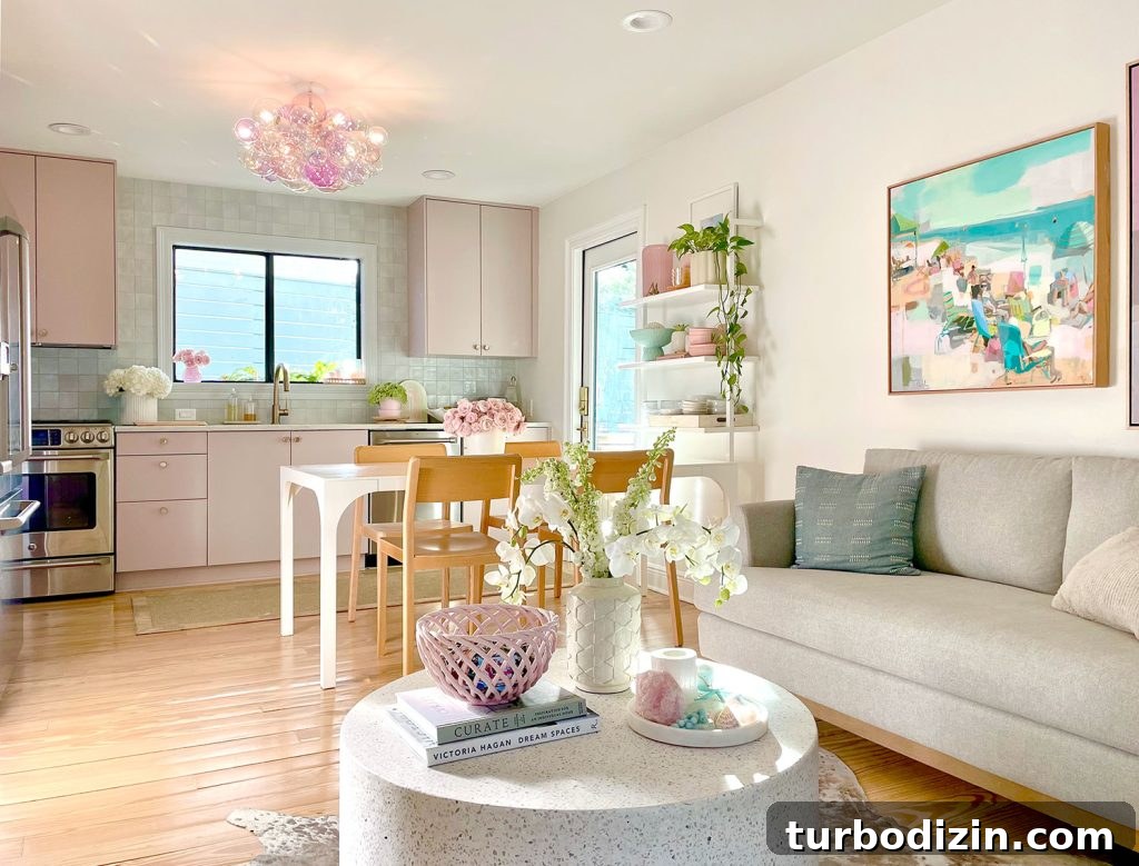 Small Ikea Kitchen With Loveseat Seating Area And Mauve Cabinets