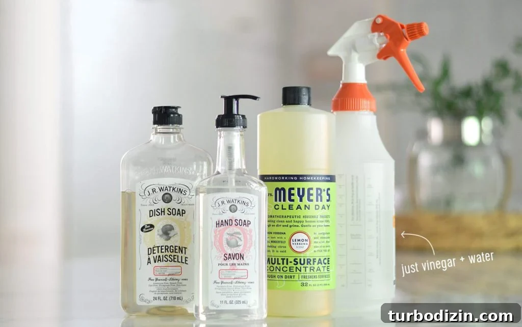 Household Cleaning Products On Table