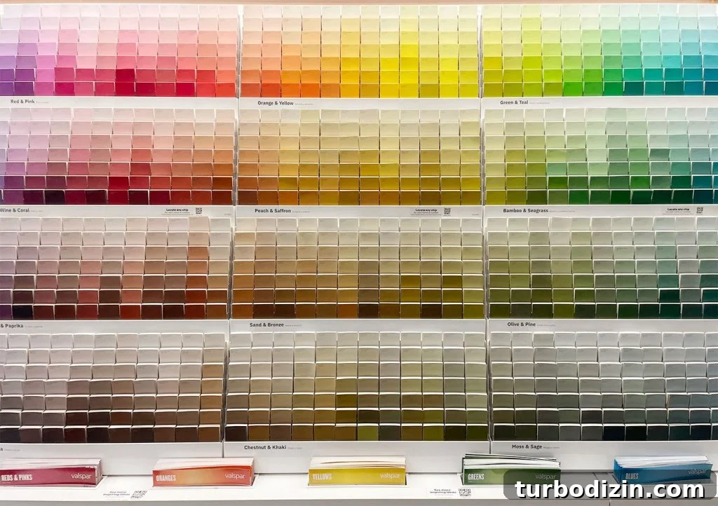 All 2024 Colors of the Year: Complete Guide to Every Shade 4 Paint Color Swatch Display At Lowes