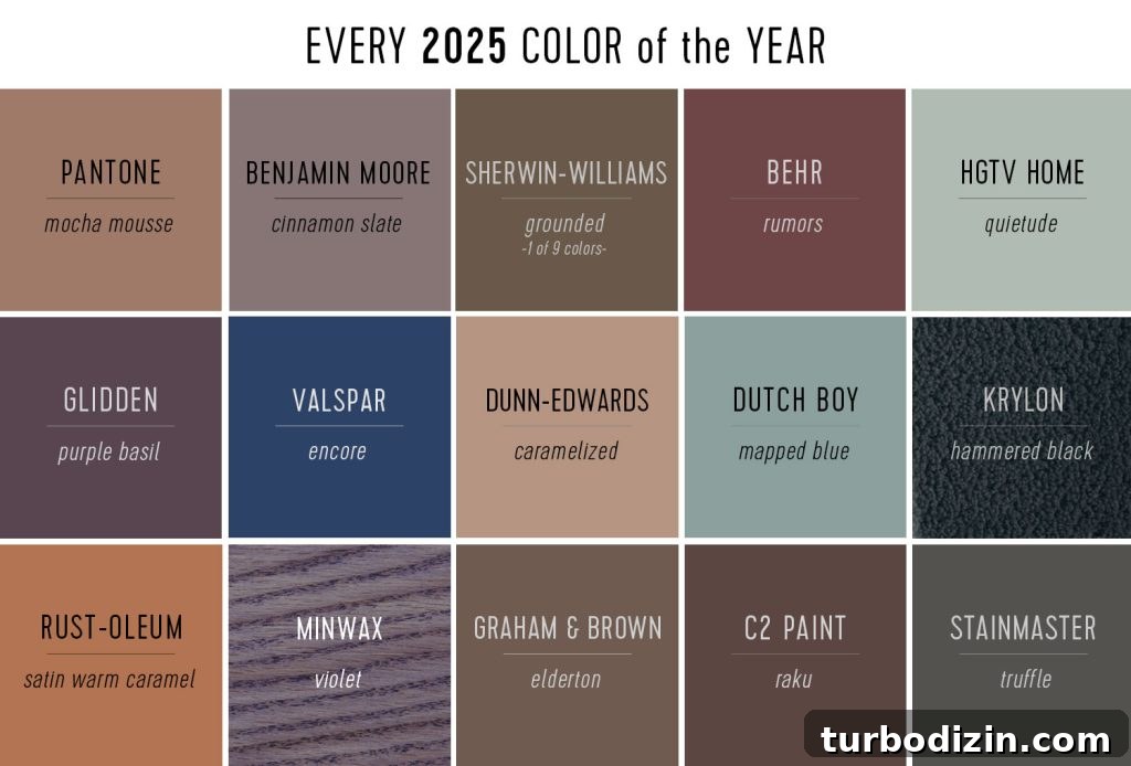 All 2025 Colors of the Year: Complete Guide in One Place 4 Swatches Of All 2025 Color Of The Year Sections