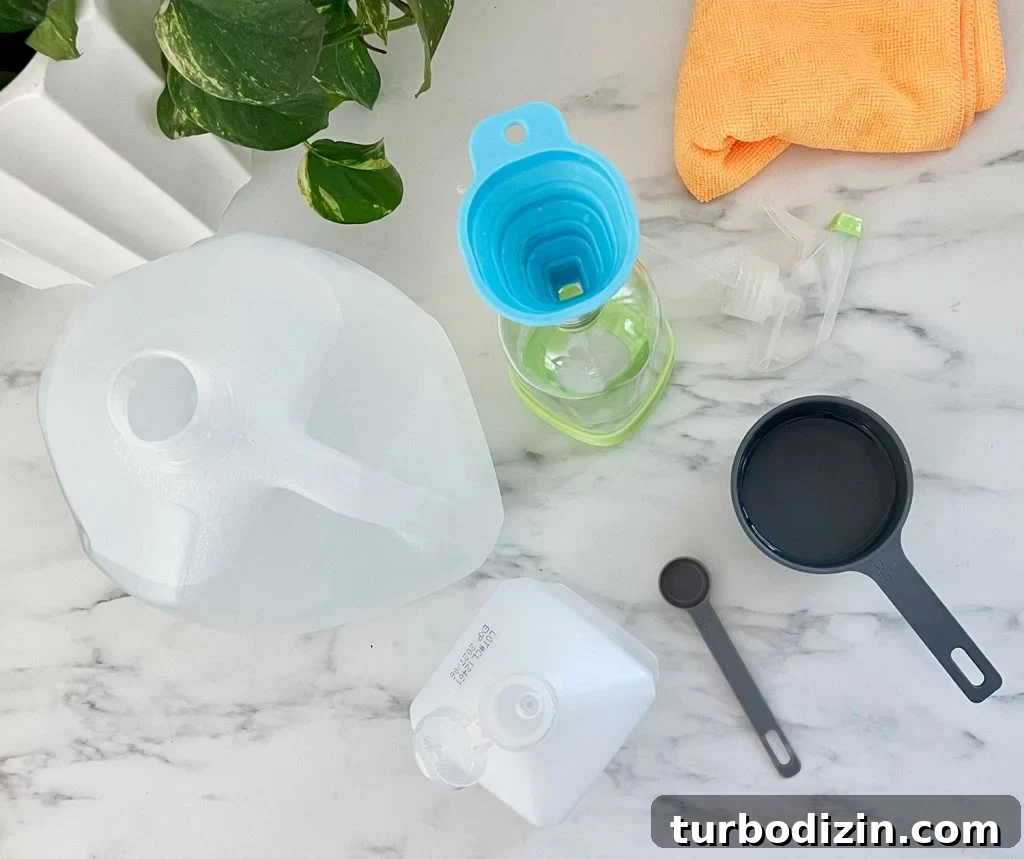 Homemade Window Cleaner Recipe for Streak-Free Glass 5 Overhead View Of Mixing Homemade Glass Cleaner