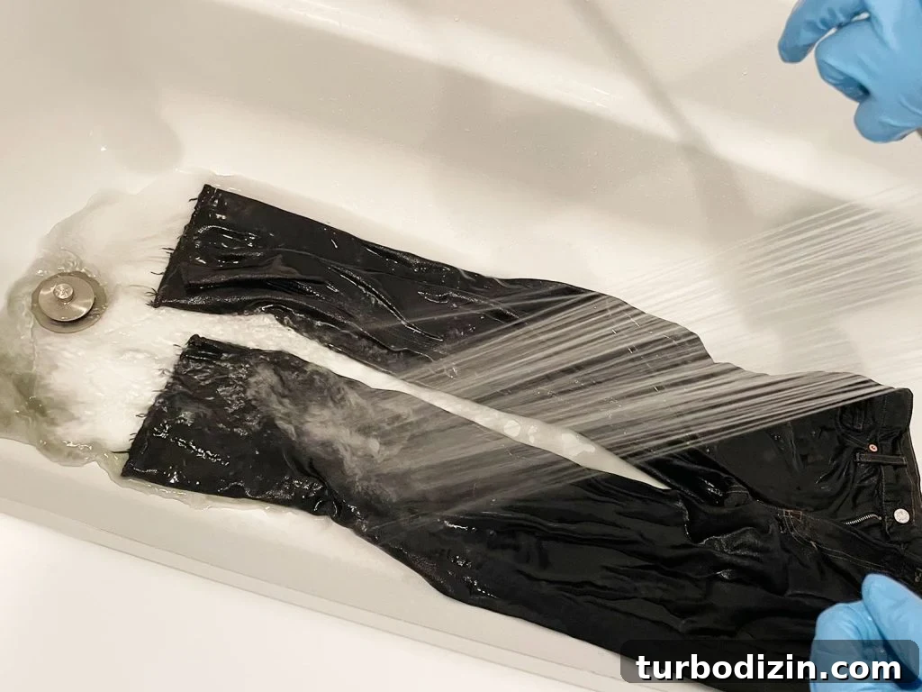 How to Dye Clothes at Home: Step-by-Step Guide for Vibrant Results 15 Rinsing Excess Black Dye from Jeans In Bathtub