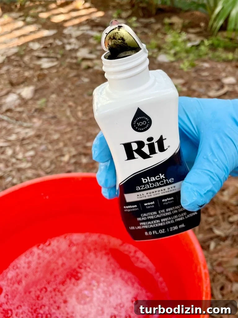 How to Dye Clothes at Home: Step-by-Step Guide for Vibrant Results 6 Bottle Of Black Rit Dye Over Bucket Of Hot Water