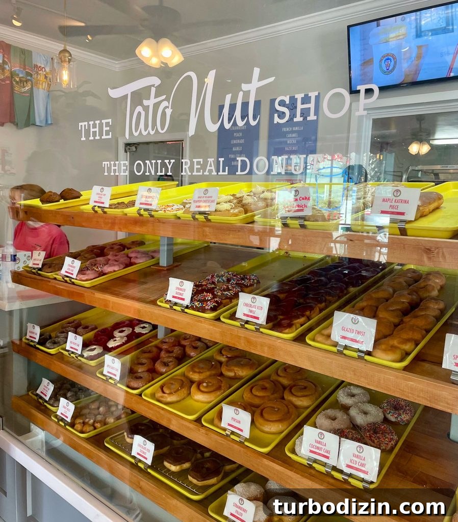 Weekend Escape to Ocean Springs: Coastal Things to Do and See 14 Display of Tato Nut Shop Donuts In Ocean Springs Mississippi