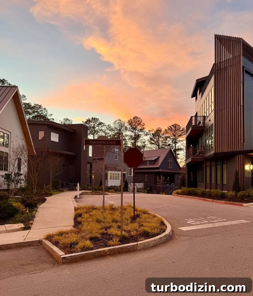 Weekend Escape to Serenbe, Georgia: What to See & Do 4 Interesting Architecture of Homes In Serenbe Georgia At Sunset