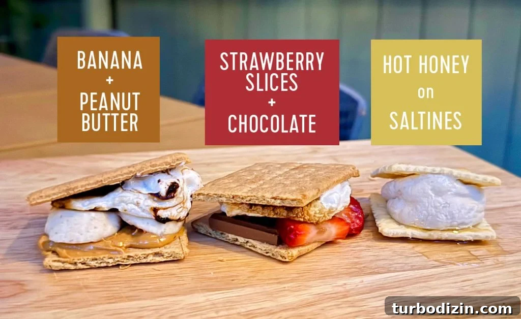 5 Creative S'mores Upgrades — Including Savory S'mores! 14 Upgraded Smores With Banana And Peanut Butter Strawberry Slices and Chocolate Hot Honey on Saltines