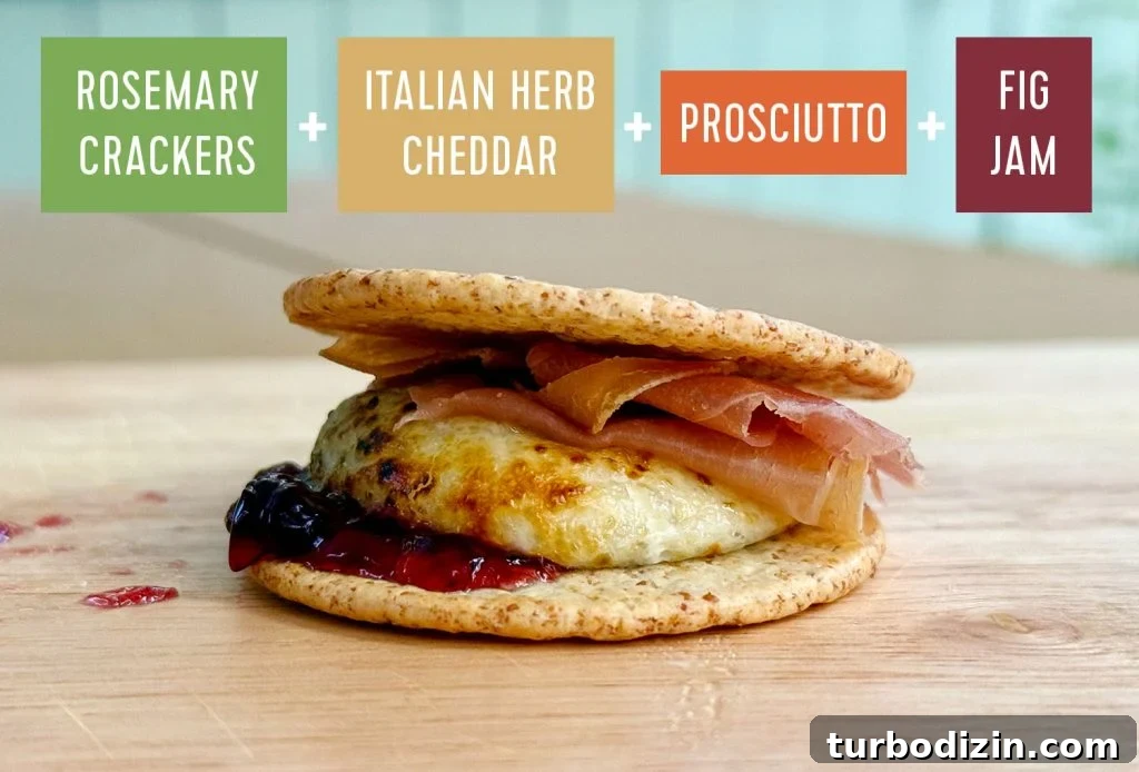 5 Creative S'mores Upgrades — Including Savory S'mores! 6 Upgraded Savory Smores With Rosemary Cracker Italian Herb Cheddar Proscuitto and Fig Jam