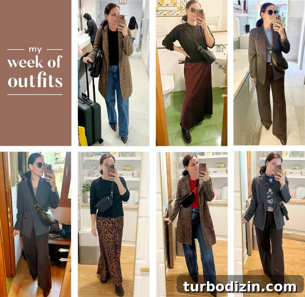 Packing Light for Italy: My Proven Minimalist Travel Wardrobe 10 Seven Outfits Worn On Italy Trip In Grid