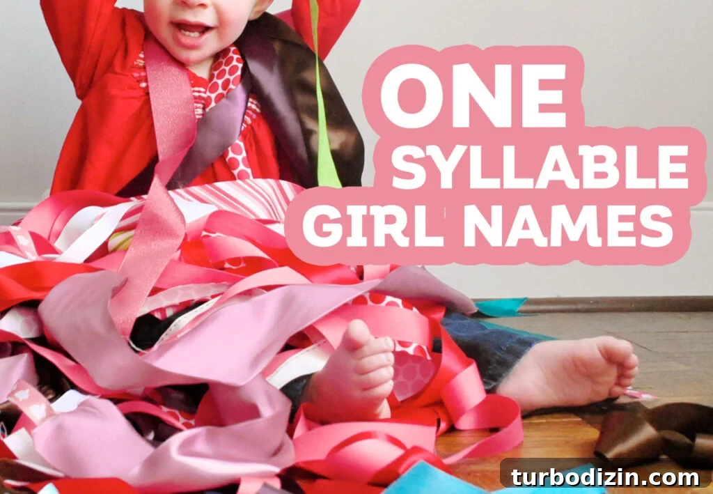 100 Short One-Syllable Baby Girl Names for 2026 2 One Syllable Girl Names Girl Playing With Ribbons