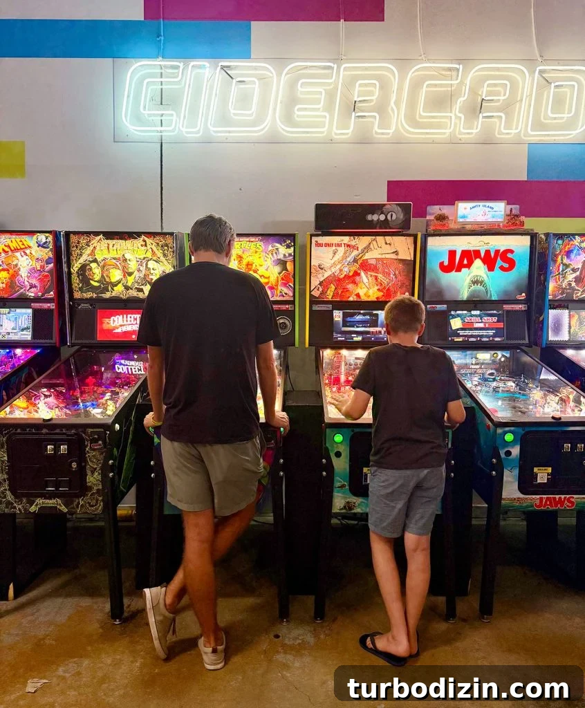 Top Spring Break Destinations for Family Vacations 6 Father and son playing pinball at Cidercade Dallas