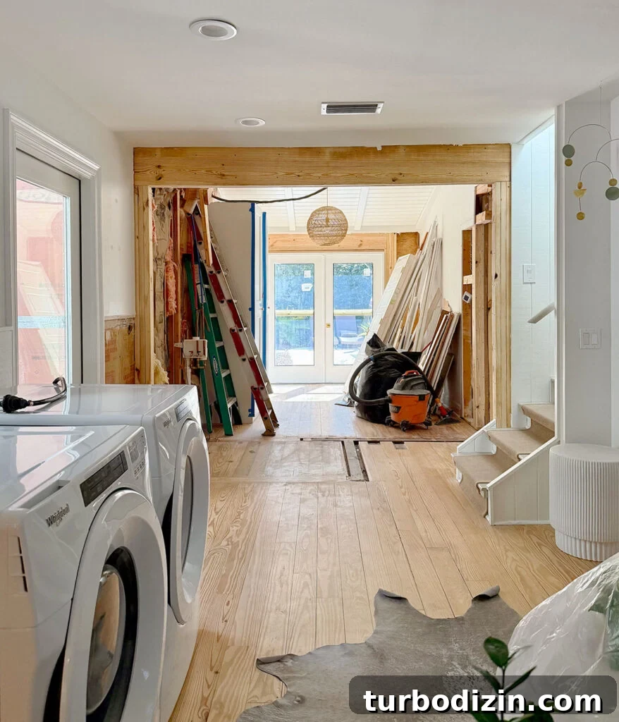 Mid-Renovation Update and Video Tour of Our Home 2 View Of Opened Wall To French Doors During Renovation