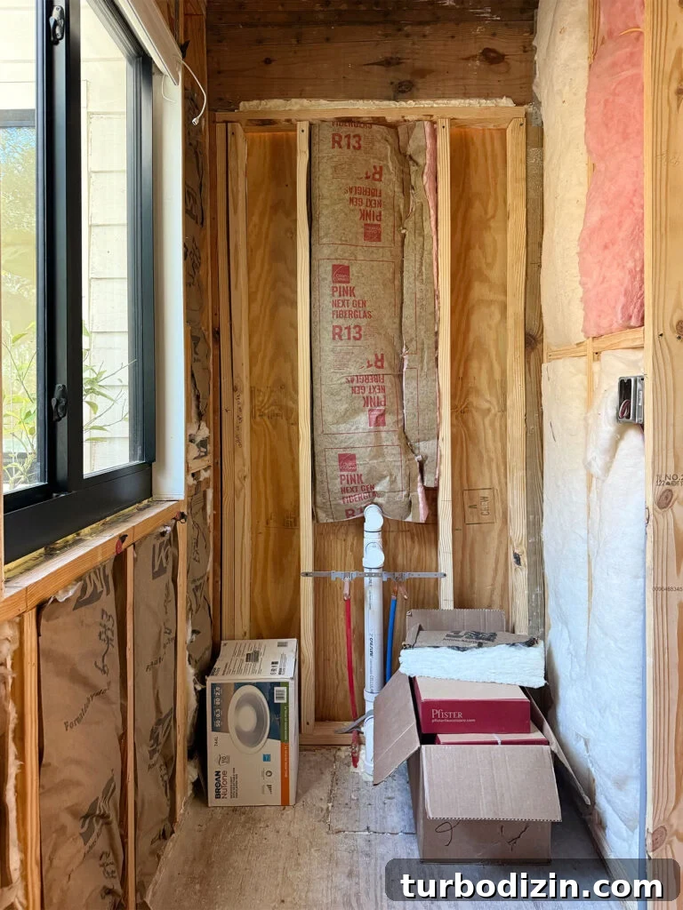 Mid-Renovation Update and Video Tour of Our Home 9 View Of Future Vanity Nook In Primary Bathroom