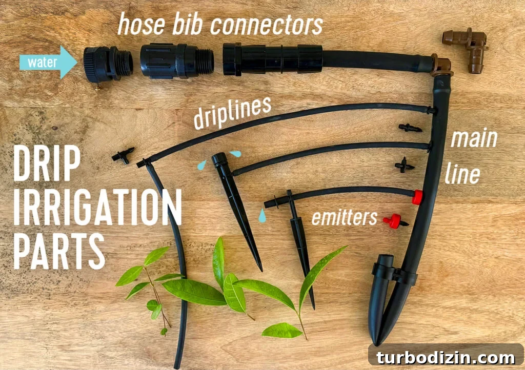 Step-by-Step Guide to Installing a Drip Irrigation System 4 Part For Drip Irrigation System Including Hose Bib Connectors Tubing and Emitters