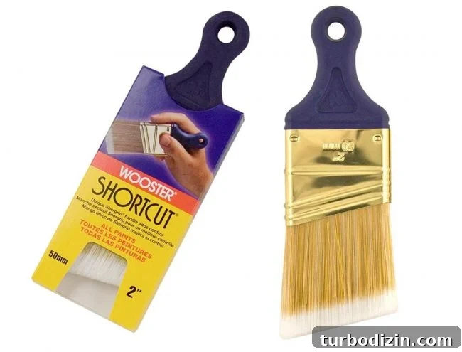 wooster shortcut 2" angled short-handed paint brush