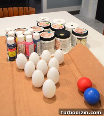 Hand painted wooden egg bowling pins