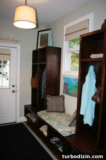 DIY Mudroom Wall with Hanging and Shoe Storage Ideas 3 Entryway after makeover 1