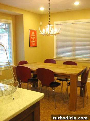 Modern Eco-Friendly Home for Sale in Richmond, VA 10 Antler chandelier and dining table