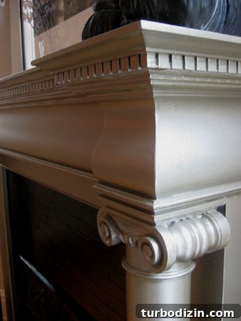 Pewter mantel with black surround