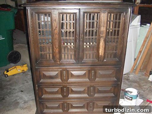 How to Paint an Old Wood Cabinet White: Step-by-Step Guide 2 Hutch before makeover