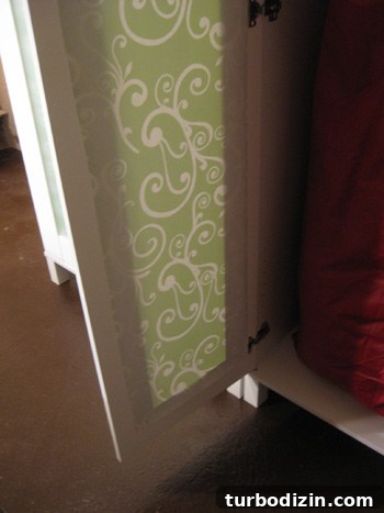 How to Add Decorative Gift Wrap to Clear Glass Doors 13 Finished armoire doors