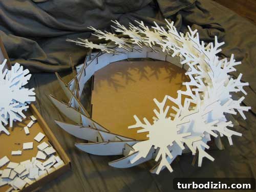 Almost completed cardboard wreath