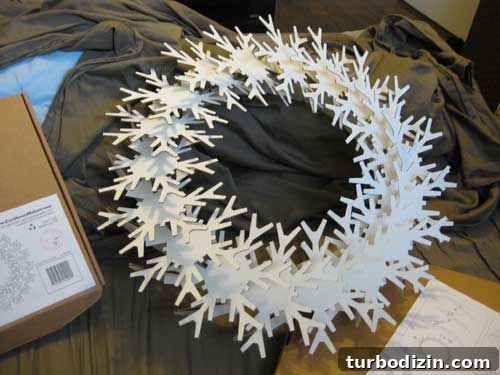 Finished cardboard snowflake wreath