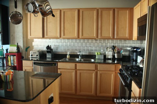 DIY Stainless Steel Stick-On Backsplash for $100 or Less 4 Backsplash after 2
