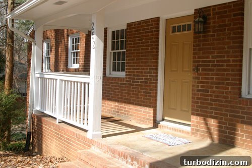 Stunning Porch with Limed Brick and Glass Front Door Ideas 2 Before porch renovation