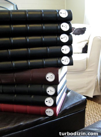 Organize Old Photos with Numbered Albums: A Step-by-Step Guide 2 Numbered photo albums on a shelf