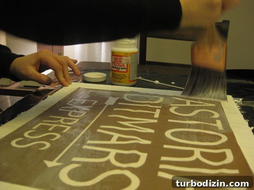 DIY Vintage Wall Signs with Wood and Paper: Step-by-Step Guide 11 Applying Mod Podge