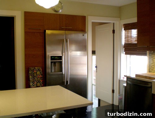 After photo showing island and built-ins