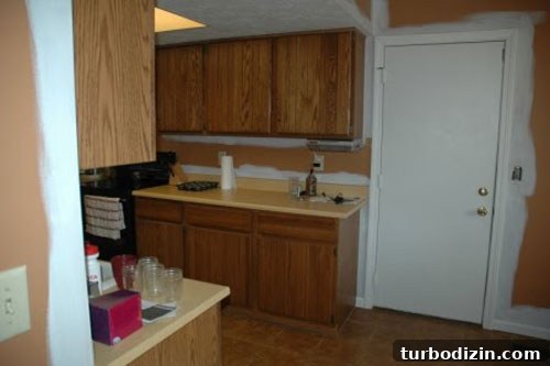 Metal kitchen door before makeover