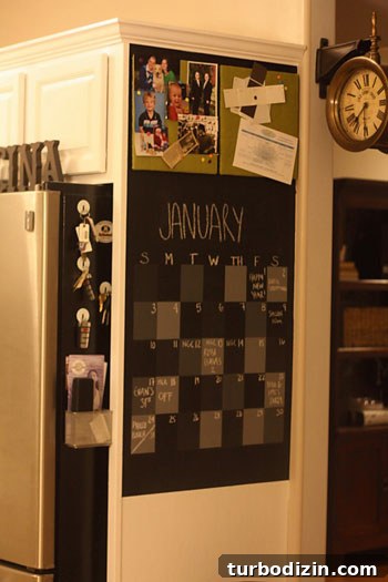 Finished chalkboard calendar