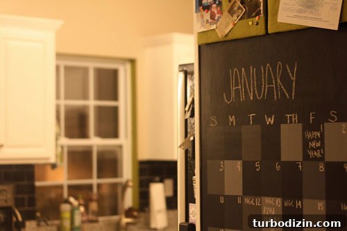 Close-up of chalkboard calendar