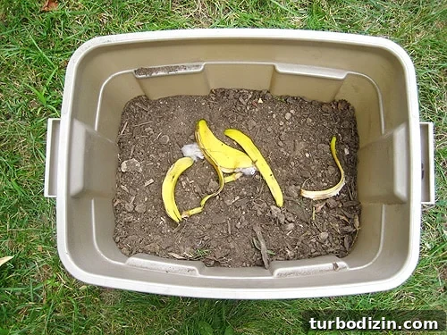 compoststep5 banana peel in diy compost bin