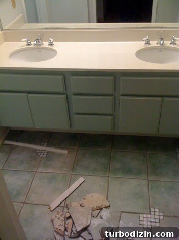 Luxe All-White Bathroom with Stylish Pedestal Sinks 2 Bathroom before renovation