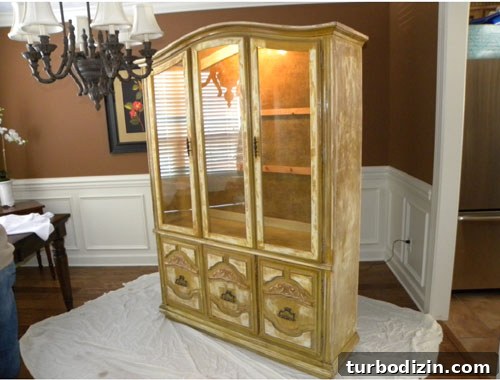 How to Paint a Wood China Cabinet White and Add Fabric Backing 2 China cabinet before makeover