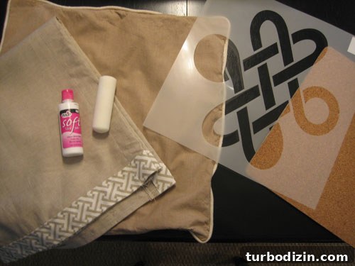 Stencil a Pillow or Curtain Panel: Step-by-Step Guide for DIY Home Decor 2 Stenciled pillow with knot pattern