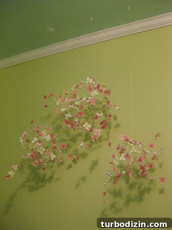 DIY Faux Flower Mobile Tutorial for a Charming Nursery Decor 8 Detail of floating orb