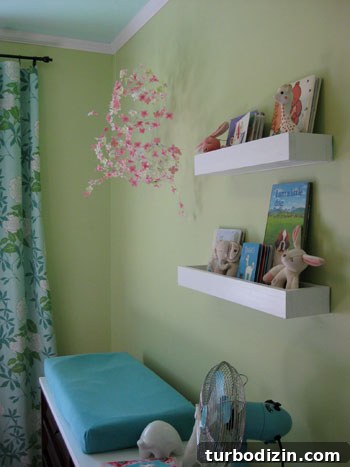 DIY Wall-Mounted Bookshelves for a Nursery: Step-by-Step Guide 17 Shelves and mobile
