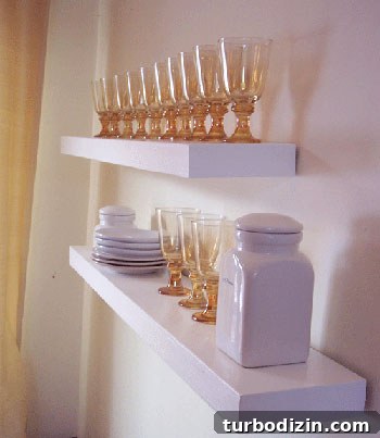 DIY Floating Shelves: Step-by-Step Build Guide with Ana White 8 do it yourself floating shelves created by Ana White looking pretty with glassware and plates
