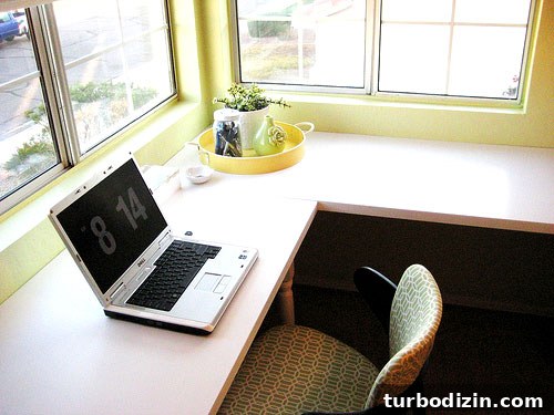 Vibrant Yellow-Green Office Makeover Ideas for a Fresh Workspace 6 Office after 3