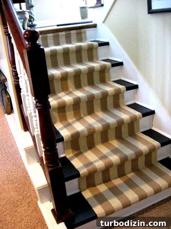 How to Install a New Stair Runner and Add Molding 5 After photo with jute runner
