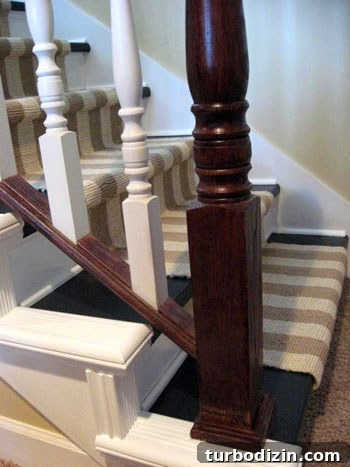How to Install a New Stair Runner and Add Molding 6 Finished stairs with black and white paint