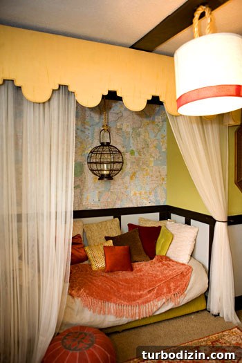 Map and seating in reading nook