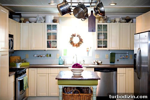 Kitchen with concrete countertops